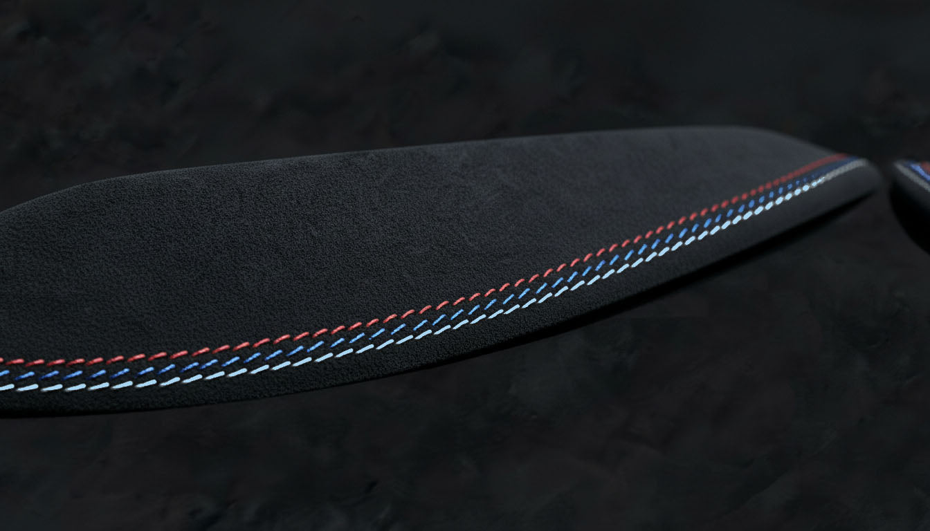 BMW 3 & 4 Series Alcantara Door Handles – Tricolor Stitching (F30, F31, F32, F33, F34, F36, F80, F82, F83)