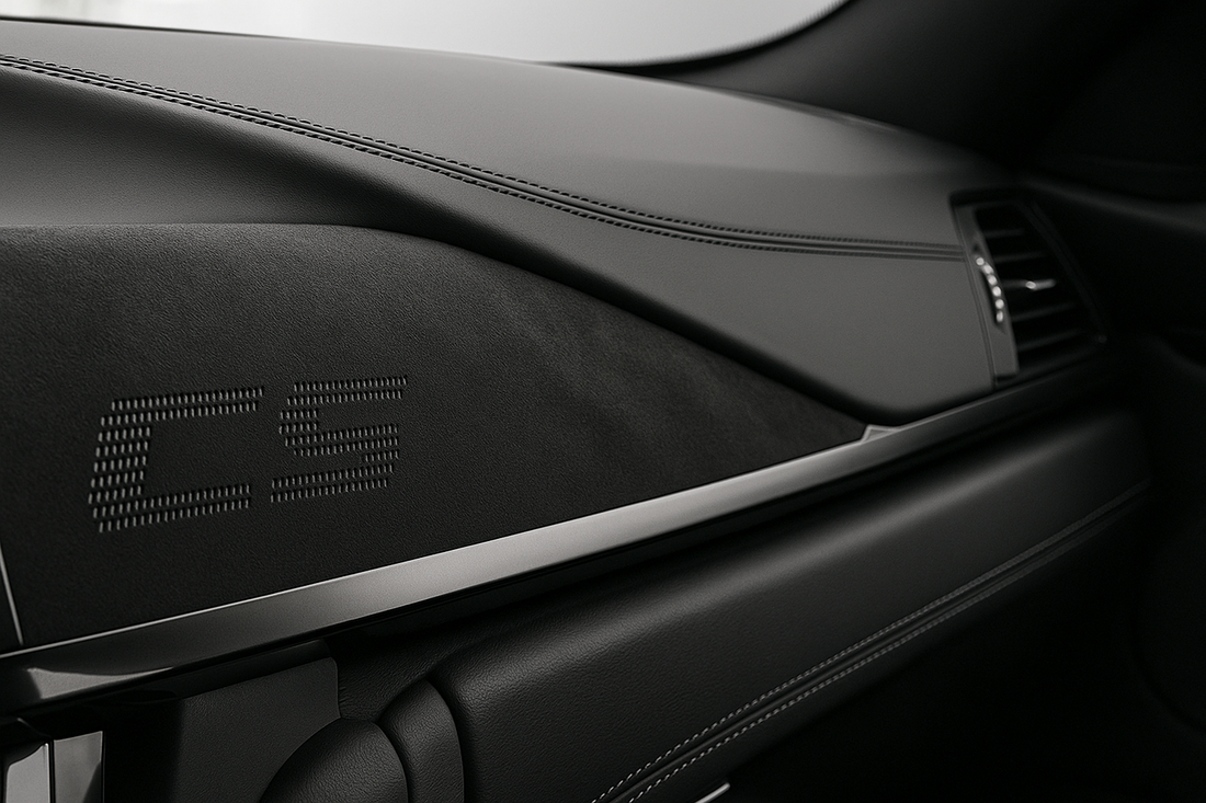 BMW CS alcantara interior trim upclose shot