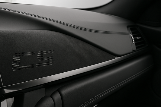 BMW CS alcantara interior trim upclose shot