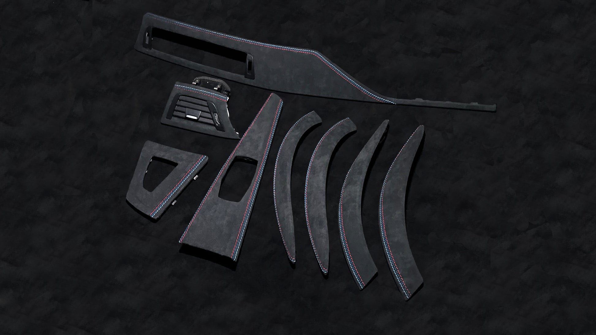 BMW 3 & 4 Series Alcantara Interior Trim – Tricolor Stitching (F30, F31, F34, F36, F80 left hand drive)