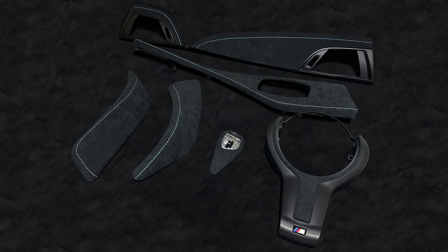 BMW 1, 2 Series Alcantara Interior Trim Combo – Light Blue Stitching (F20, F21, F22, F23, F87 Pre-LCI, LHD)