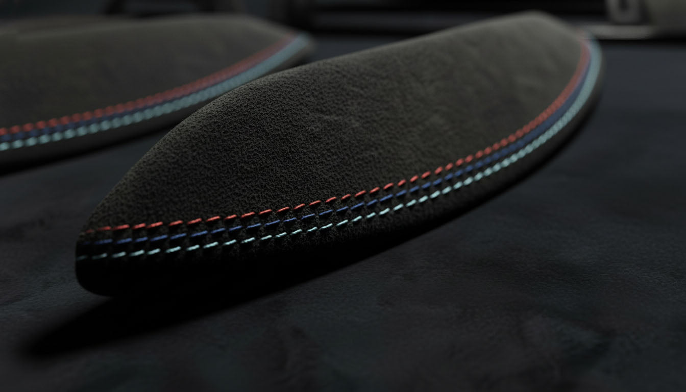 Interior de Alcántara con costuras tricolor para BMW Serie 3 y 4 (F30, F31, F32, F33, F34, F36, F80, F82, F83, volante a la izquierda)