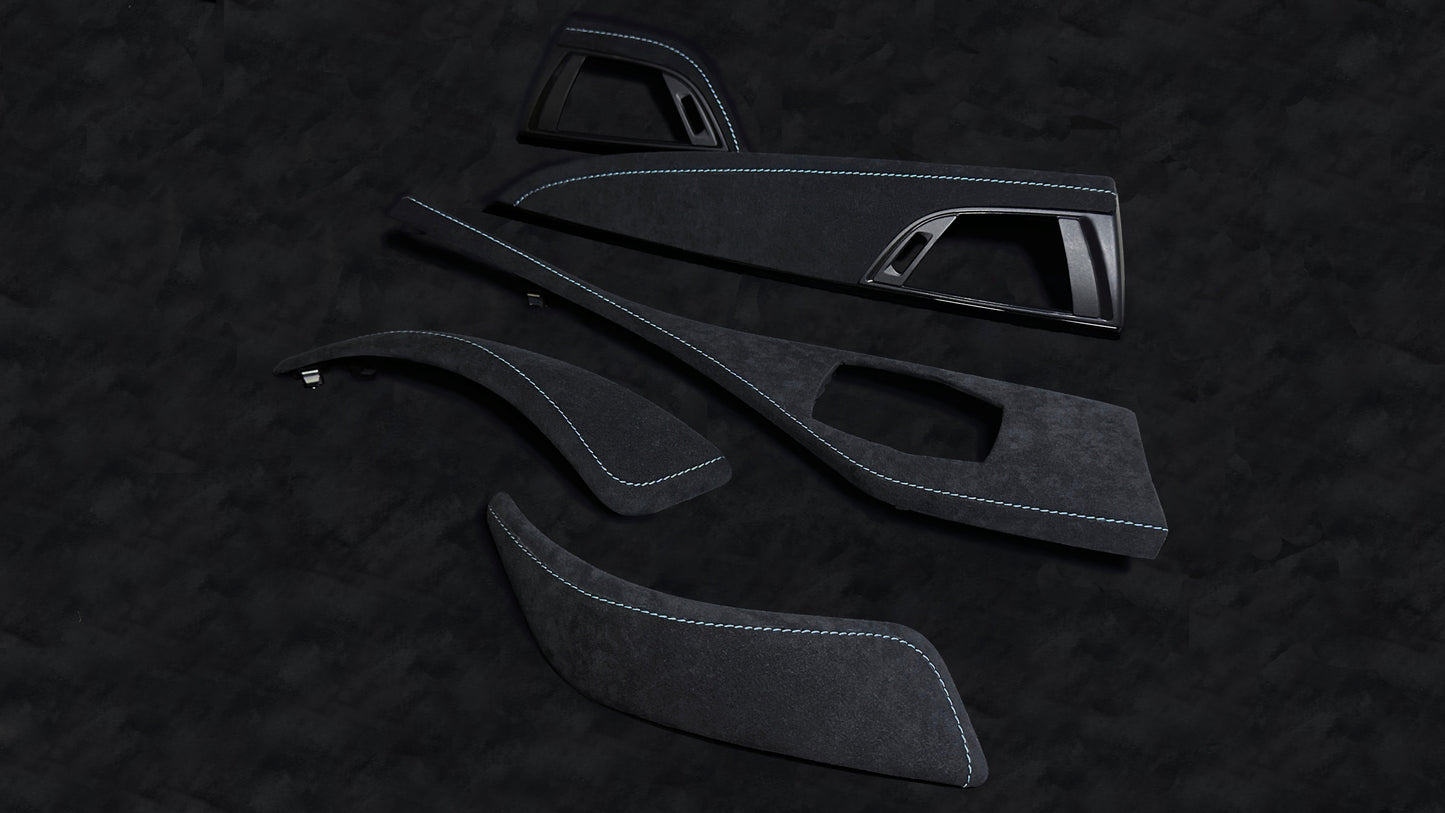 BMW 1, 2 Series Alcantara Interior Trim – Light Blue Stitching (F20, F21, F22, F23, F87 Pre-LCI, LHD)