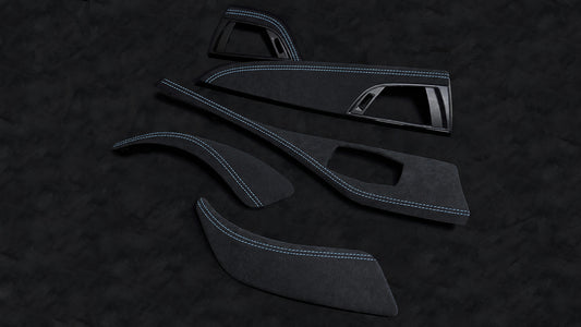 BMW 1, 2 Series Alcantara Interior Trim – Light Blue Stitching (F20, F21, F22, F87 Pre-LCI, LHD)